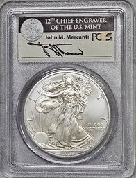 PCGS MS69 First Strike Silver Eagle $1, One Oz. 2011, John Mercanti Signed