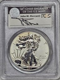 PCGS PR69 REV PR First Strike Silver Eagle $1, One Oz. 2011-P, John Mercanti Signed