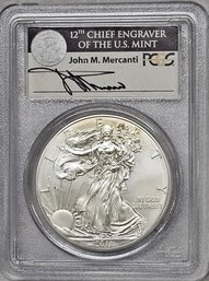 PCGS MS69 First Strike Silver Eagle $1, One Oz. 2011-S, John Mercanti Signed