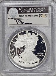 PCGS MS69DCAM First Strike Silver Eagle $1, One Oz. 2011-W, John Mercanti Signed