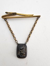 Tie Tack With Hanging Sterling Silver Medallion