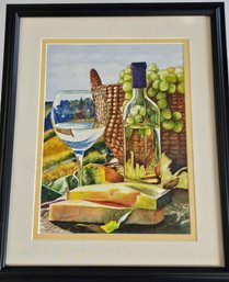 Vineyard Watercolor Painting Signed C.hughes