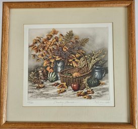 Original Hand Colored Etching 'Country Harvest' Signed Kathleen Cantin (1951 -)
