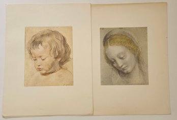 Lot Of 2 Matted Facial Prints