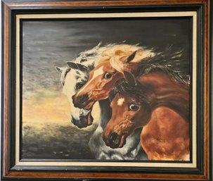 1985, Oil Painting On Canvas 'pharaoh's Horses' Signed S.t. Fitzpatrick