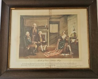 19th C. Chromolithograph 'birth Of Our Nation's Flag' With Seal