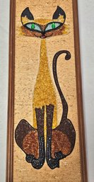 MCM 1960s Gravel Art Of A Siamese Cat