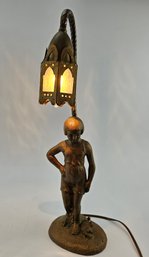 Antique Figural Table Lamp With Bronze Finish