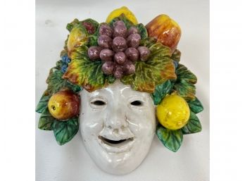 Italian Majolica Pottery Mask 10'