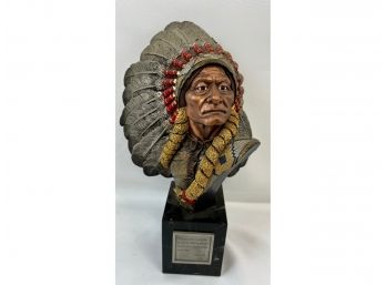 14' Heavy Marble & Pewter 1992 Joe Slockbower Chilmark Limited ?/750 Sitting Bull