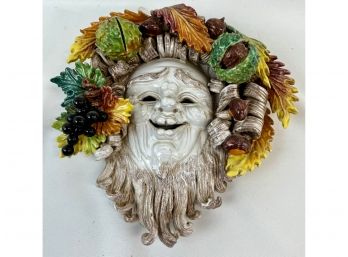Italian Majolica Perseo  Pottery Mask 12'