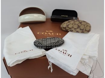 Empty Coach Glass Cases, Small Coin Purse, Box And Bags
