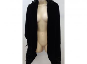 Floral, Elegant Black Shawl,  Vintage Velvet