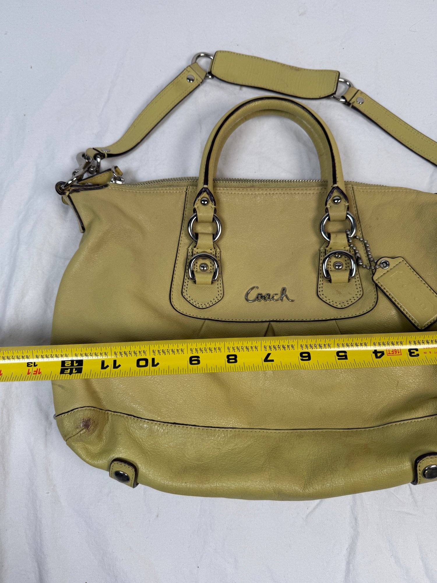 Coach Ashley Lime Green Leather Purse Convertible Satchel Bag