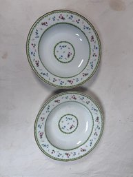 Bernardaud Limoges Artois Vert Versailles Shape Dinner Plates 2 Pc Set France