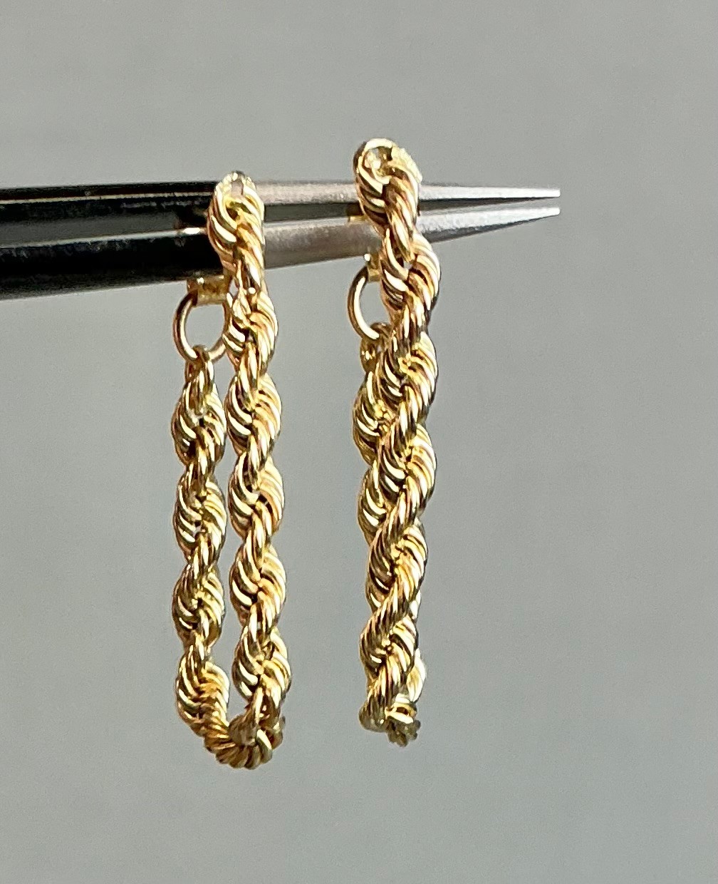 14k Gold Rope Hoop Earrings #34786 | Auctionninja.com