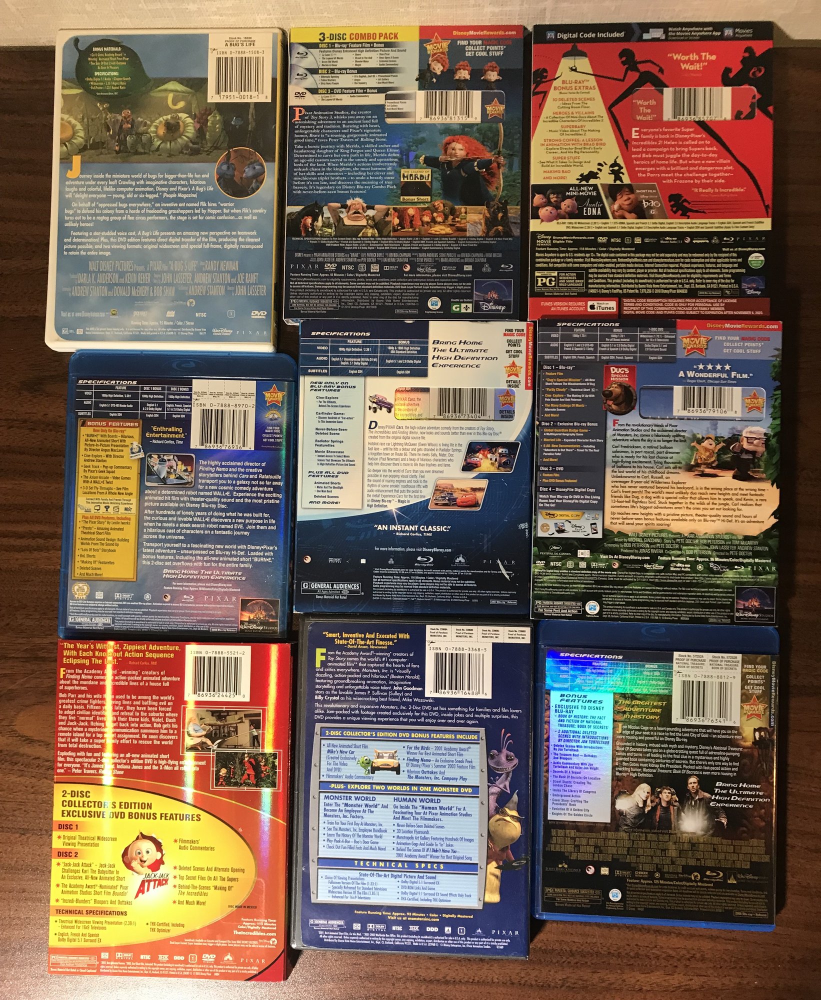 Disney PIXAR Blu-ray セット 8 Kids Blu-ray Bundle Lot - Animated - Disney Pixar's INSIDE OUT