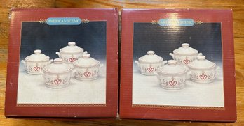 2 New American Scenic Set Of 4 Ceramic Onion Soup Crocks