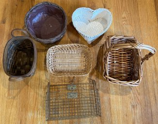 6 Wicker & Metal Baskets Various Sizes