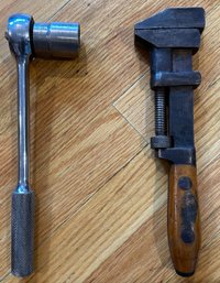 Klein Socket Wrench 65820 & Vintage P.s. & Co. Pipe Wrench