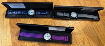 3 Gossip Women's Watches - Purple, Blue, & Grey In Boxes