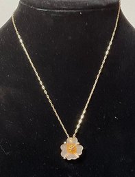 Vintage Whiting Davis Frosted Glass Peach Flower Necklace