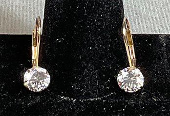 14k Gold & Clear Stone Earrings