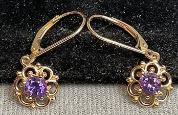 14k Gold & Amethyst Earrings