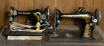 2 Antique Singer Sewing Machines