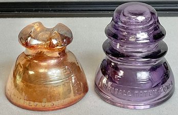 Vintage Pyrex Carnival Glass & Whitall Tatum Purple Glass -  Insulators