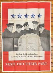 Original WW2 Navy - Five Sullivan Brothers - They Did Their Part- Poster