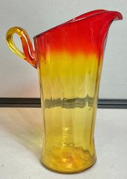 Vintage Hand Blown Amberina Glass Pitcher
