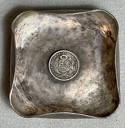 Antique Peruvian Coin Sterling Silver Ashtray