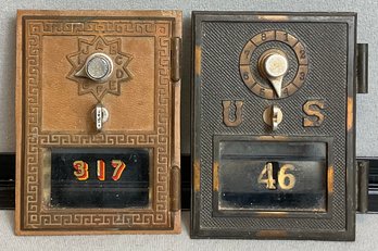 2 Vintage Brass Post Office Box Doors