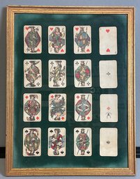 12 Antique German Playing Cards Framed
