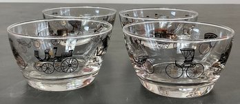 4 Mid Century Libbey Horseless Carriage Snack Bowls