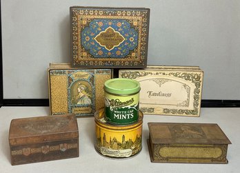 7 Vintage Whitmans Chocolate Tins