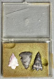 3 Native American Arrow Heads - Plastic Case