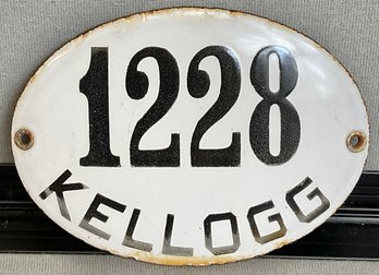 Vintage Enamel House Number & Last Name Plaque