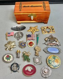 Ocean City NJ Treasure Box Filled With 21 Brooches/Pins
