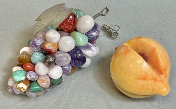 Semi Precious Stone Grapes & Alabaster Stone Peach