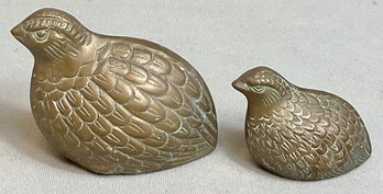 2 Mid Century Brass Quails