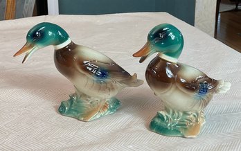 2 Mid Century Ceramic Duck Figurines