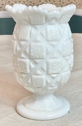 Westmoreland Milk Glass Old Quilt Pattern Vase