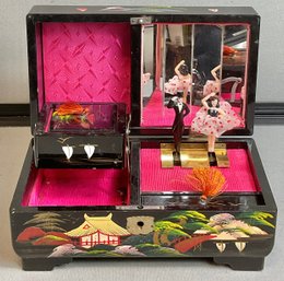 Crestline Lacquered & Painted Music Jewelry Box - Made Japan