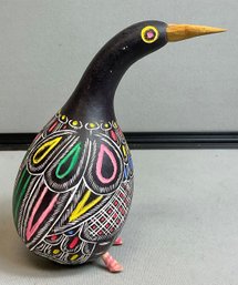 Peruvian Hand Carved & Painted Gourd Folk Art Bird