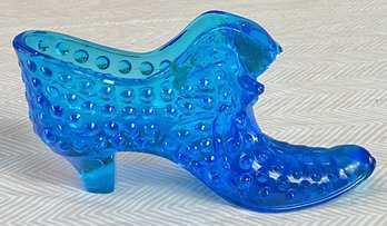Fenton Blue Hobnail Puss N Boots Glass Shoe