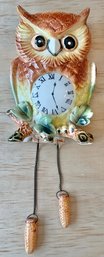 Vintage Ceramic Owl Faux Clock Wall Planter