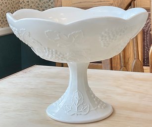 Indiana Colony Harvest Milk Glass Pedestal Fruit Bowl