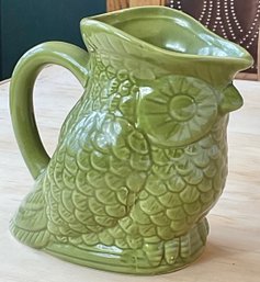 Green Ceramic Owl Pitcher